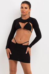 bikini skirt and crop top co ord 4 piece outfit