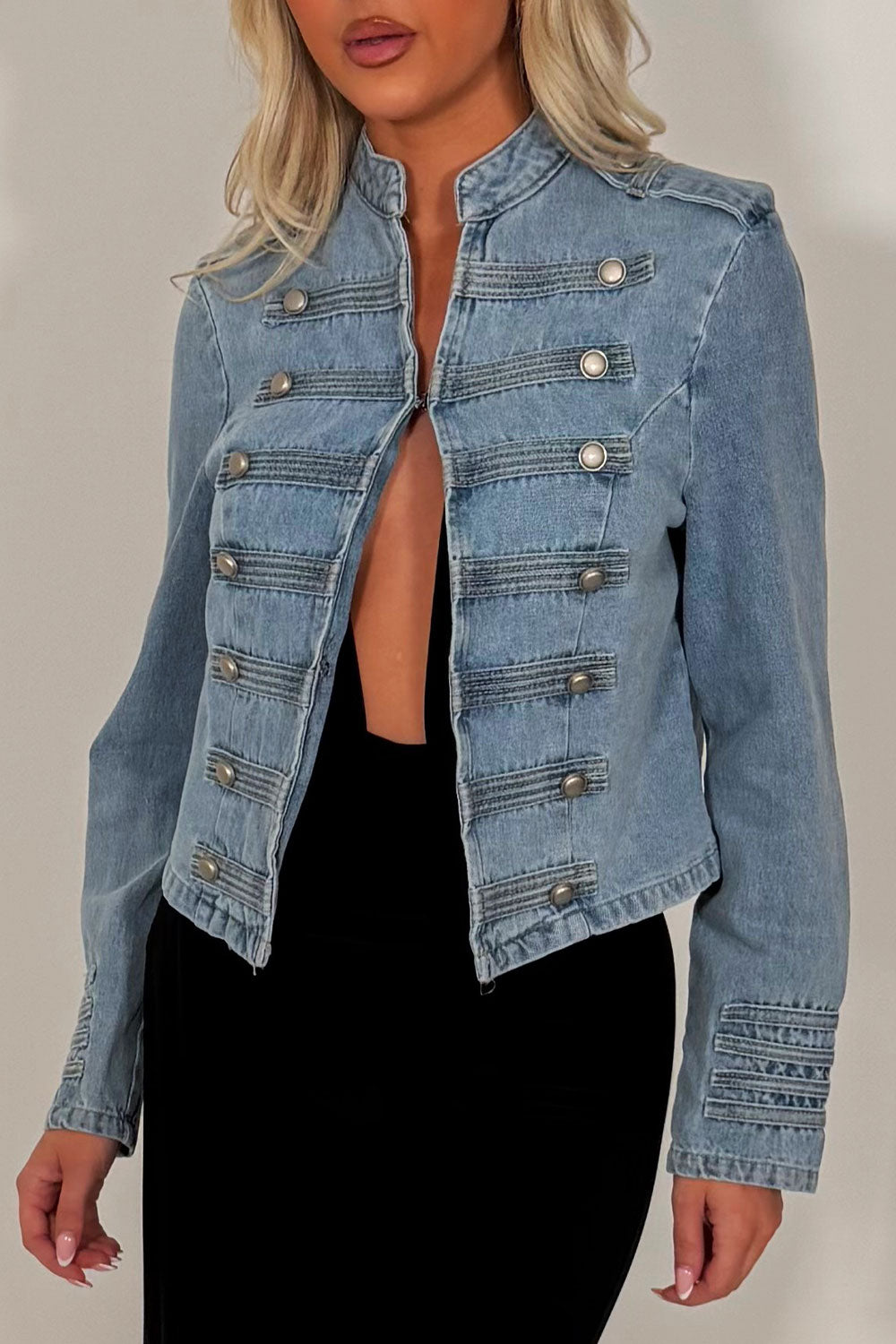zara womens denim jacket with buttons styledup uk