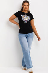 diamante tiger detail t shirt for womens