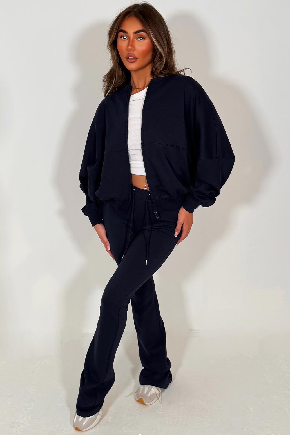 bell bottom flared tracksuit navy styledup fashion