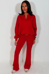 interlock bomber sweatshirt and bell bottom trousers two piece loungewear set zara womens uk