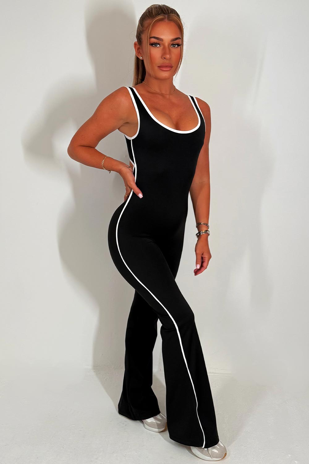 booty lifting jumpsuit with flared legs