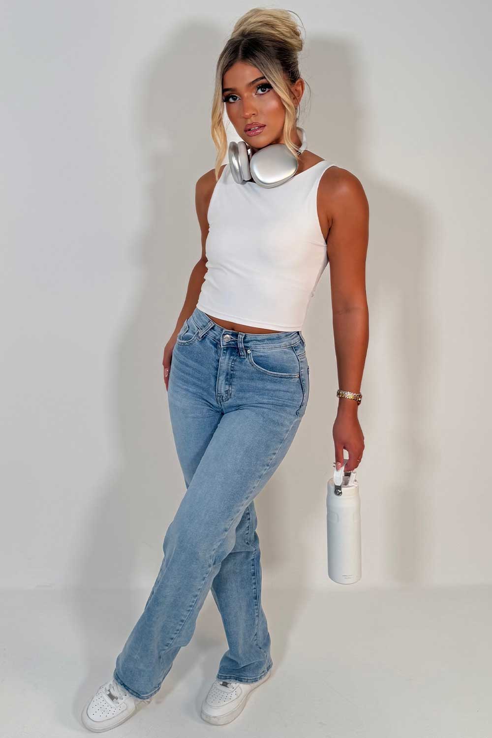 womens light wash denim stretchy jeans styledup uk