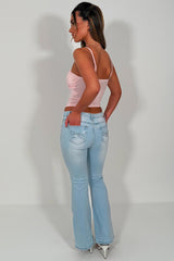 zara womens flared jeans with distressed ripped knee detail uk