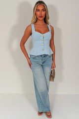 womens zara going out peplum top with gold buttons styledup uk 