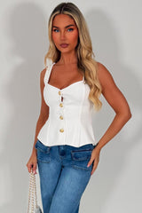womens zara going out peplum top with gold buttons styledup uk 