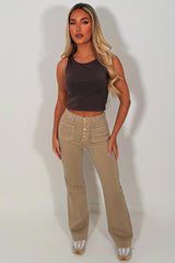wide leg front pocket high waist jeans with button front styledup 