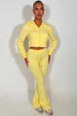 cropped zip bell bottom tracksuit yellow styledup fashion