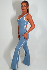 booty lifting jumpsuit with flared legs grey