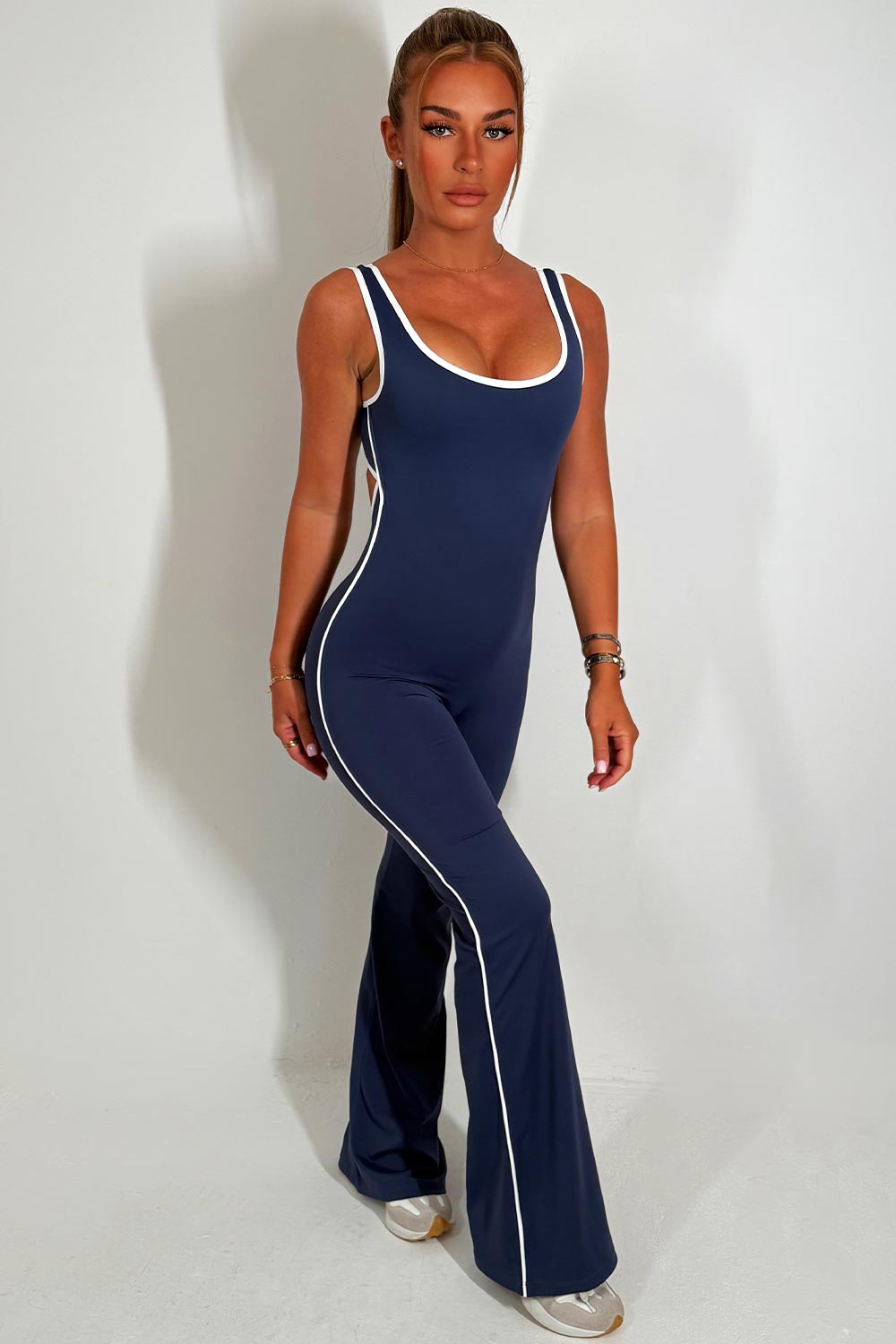 flared leg jumpsuit unitard booty lifting