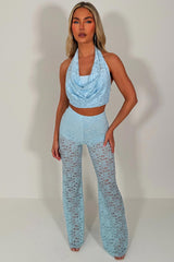sky blue lace trousers festival summer outfit for womens styledup uk white fox
