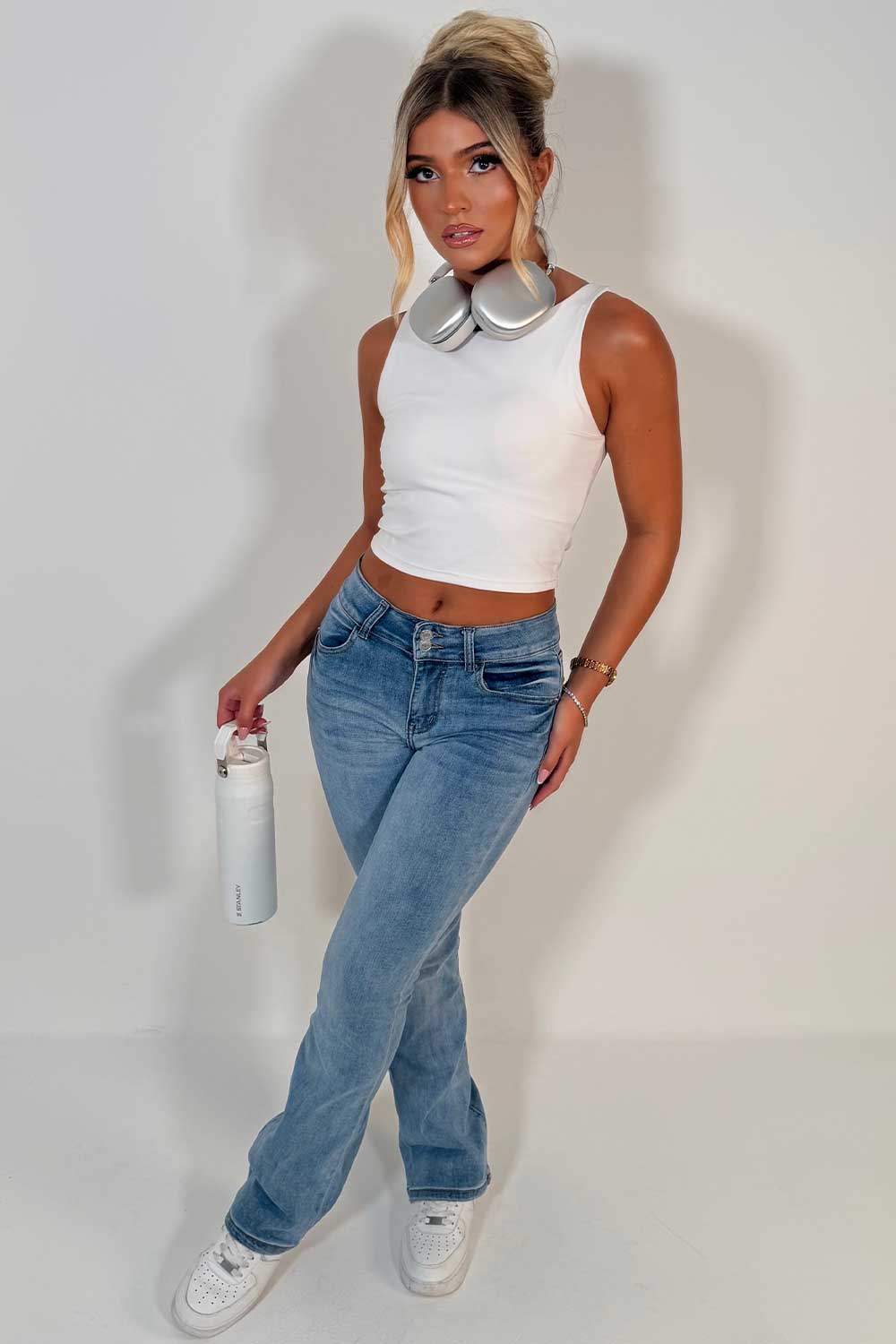 womens stretchy denim jeans high waisted 