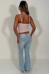 ripped knee flared jeans boot cut low rise stretch denim zara womens