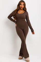 scrunch bum booty lifting jumpsuit with long sleeves styledup