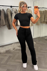 womens trousers and crop top two piece lounge set tracksuit for everyday use styledup uk