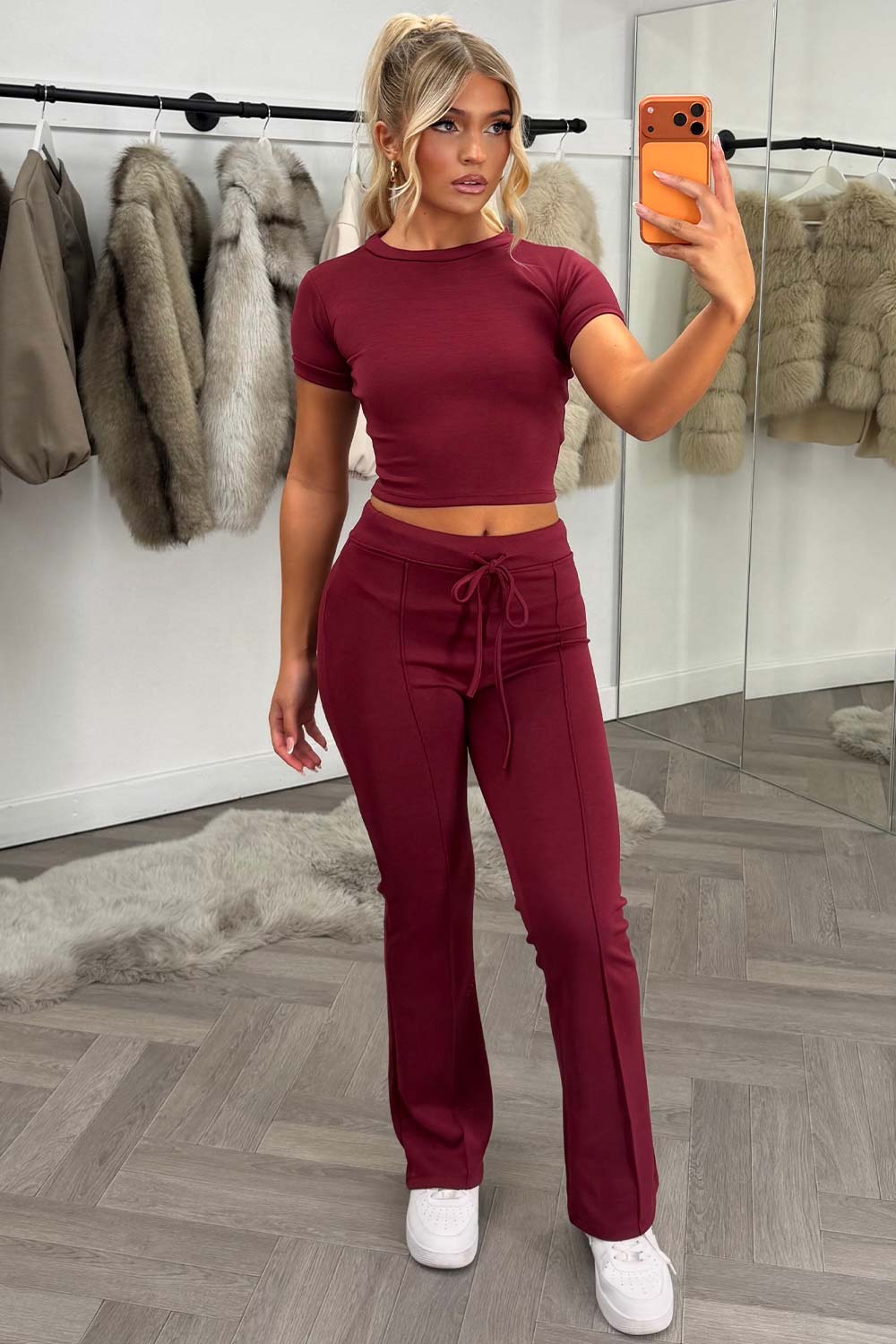 womens trousers and crop top two piece lounge set tracksuit for everyday use styledup uk