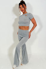 grey flared trouser crop top co-ord women UK styledup 