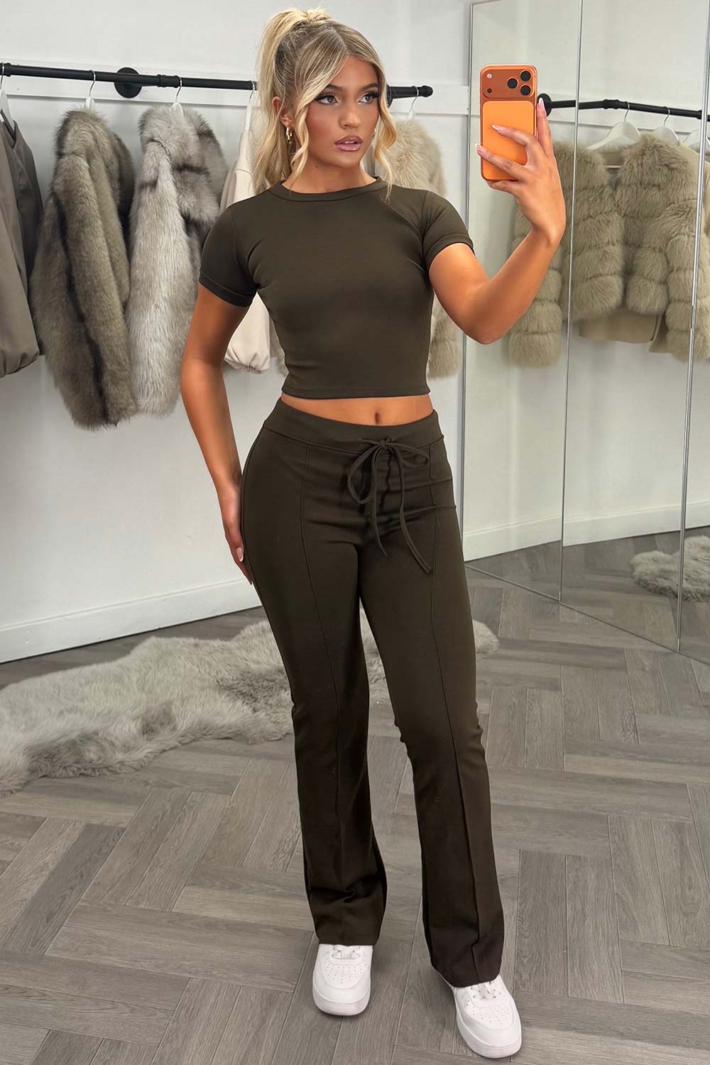 womens trousers and crop top two piece lounge set tracksuit for everyday use styledup uk