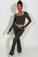 long sleeve yoga top and flare trousers co ord set styledup 