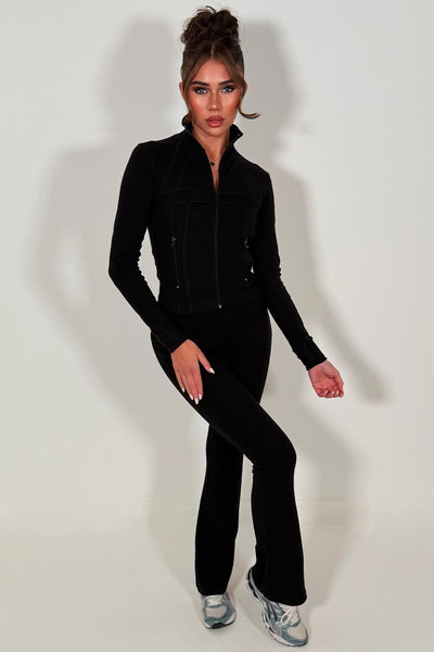 alo flare leggings and sports jacket two piece tracksuit womens uk 