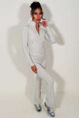 womens alo sports zip up jacket and flare trousers two piece tracksuit set styledup 