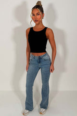 womens stretchy boot cut jeans styledup fashion
