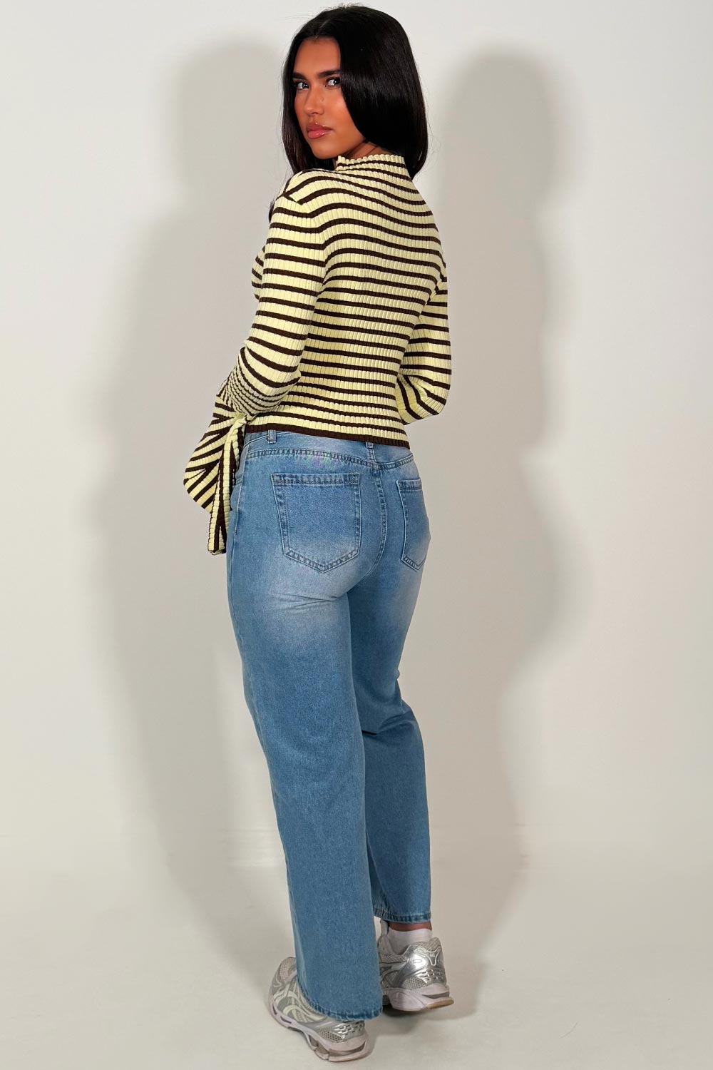 womens zara long sleeve striped top casual outfit 