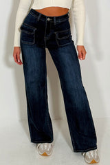 womens wide leg jeans with front pocket style