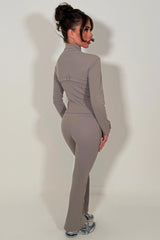 womens sports zip up jacket and flare trousers two piece co ord set alo uk 