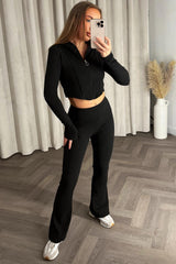 zara womens crop hoodie and flare trousers two piece co ord set styledup