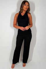 halter neck backless top and trousers two piece summer holiday outfit set zara womens uk