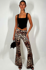 skinny flare ruched bum trousers leopard print 