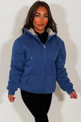 fur lined hooded sweatshirt with zip womens styledup