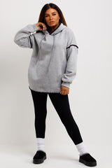 womens grey hoodie with contrast stitches