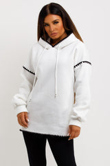 contrast stitching oversized hoodie