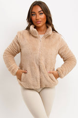 zip up teddy bear jacket womens