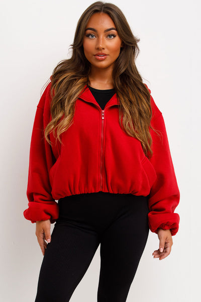 womens hooded jacket with elastic hem long sleeves and double welt pockets zara uk 