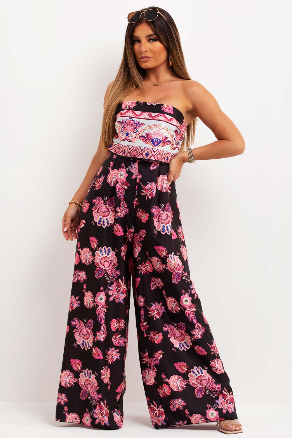 Buy Black Shirred Bandeau Jumpsuit from Next Canada