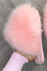 Faux Fur Fluffy Slippers Pink