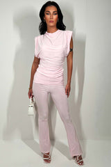 womens occasion top and skinny flare trousers with fold detail going out summer outfit