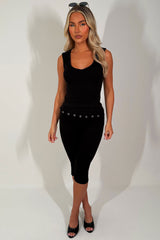 womens fold over eyelet capri pants and crop top two piece co ord set summer lounge set holiday airport outfit styledup uk