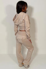 womens zara fold over flare trousers and crop hoodie two piece co ord set tracksuit styledup uk