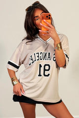 womens football jersey t shirt oversized festival outfit 