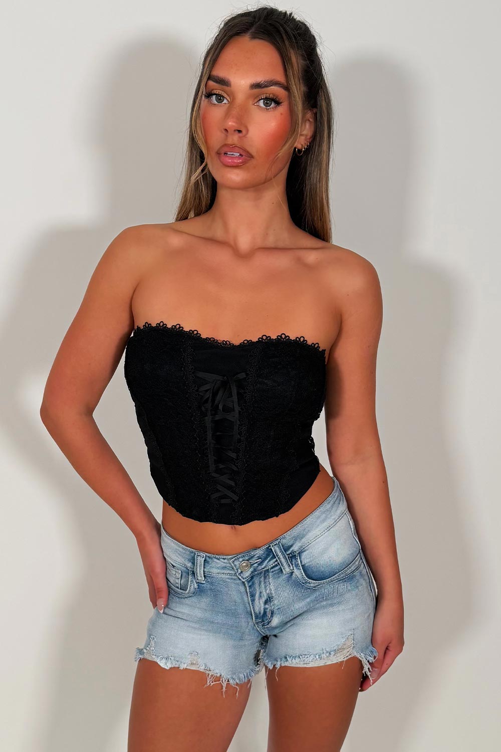 womens denim shorts with ripped hem y2k outfit summer festival holiday shorts sale styledup white fox 