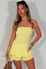 summer casual playsuit ruffle frilly hem bandeau dress for summer holidays styledup uk white fox 
