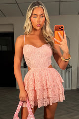 lace ruffle frilly playsuit cut out dress styledup