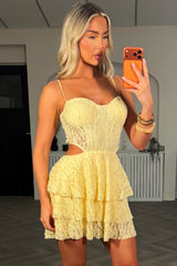 lace ruffle frilly playsuit cut out dress styledup