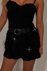 ruffle frilly mid waist festival skort with diamante rhinestones styledup 