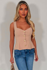 gold button going out peplum top styledup fashion