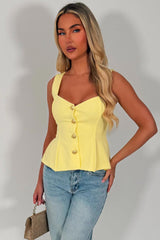 zara womens going out day night occasion top with gold buttons peplum hem styledup